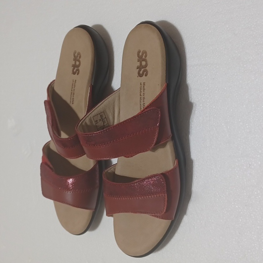 SAS USA Women's Nudu Adjustable Slide Ruby Cabernet Casual Sandals SZ 10N